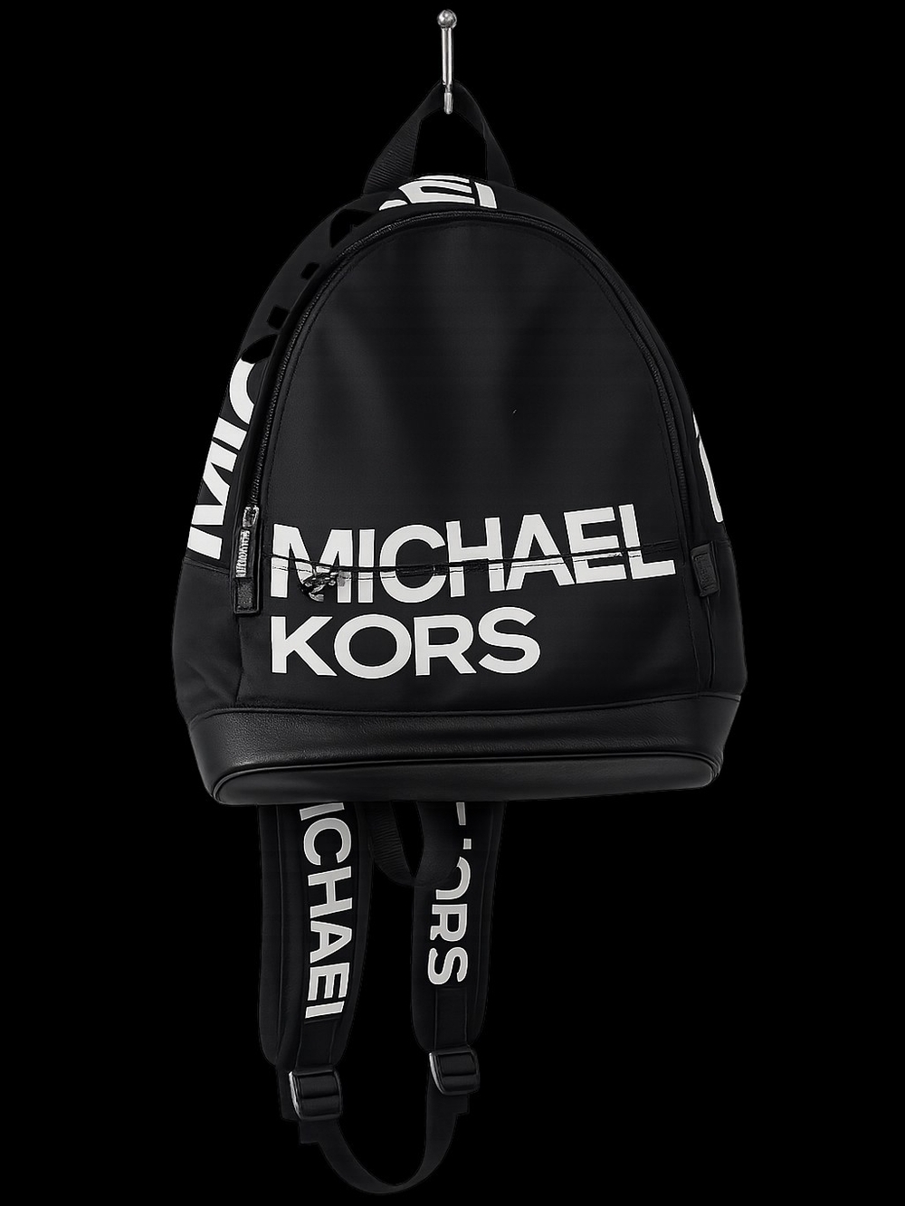 Michael Kors Black Backpack with Bold White Logo